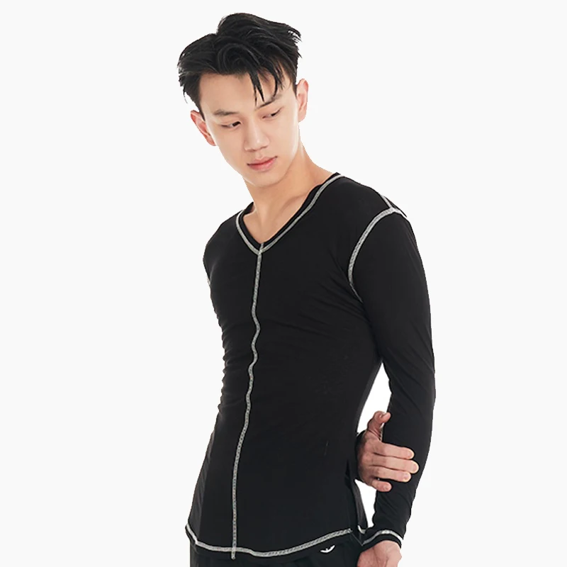 

2025 Latin Dance Performance Tops Male Costumes Long-Sleeve Shirt Men Latin Practice Clothes National Standard Clothing DN20571