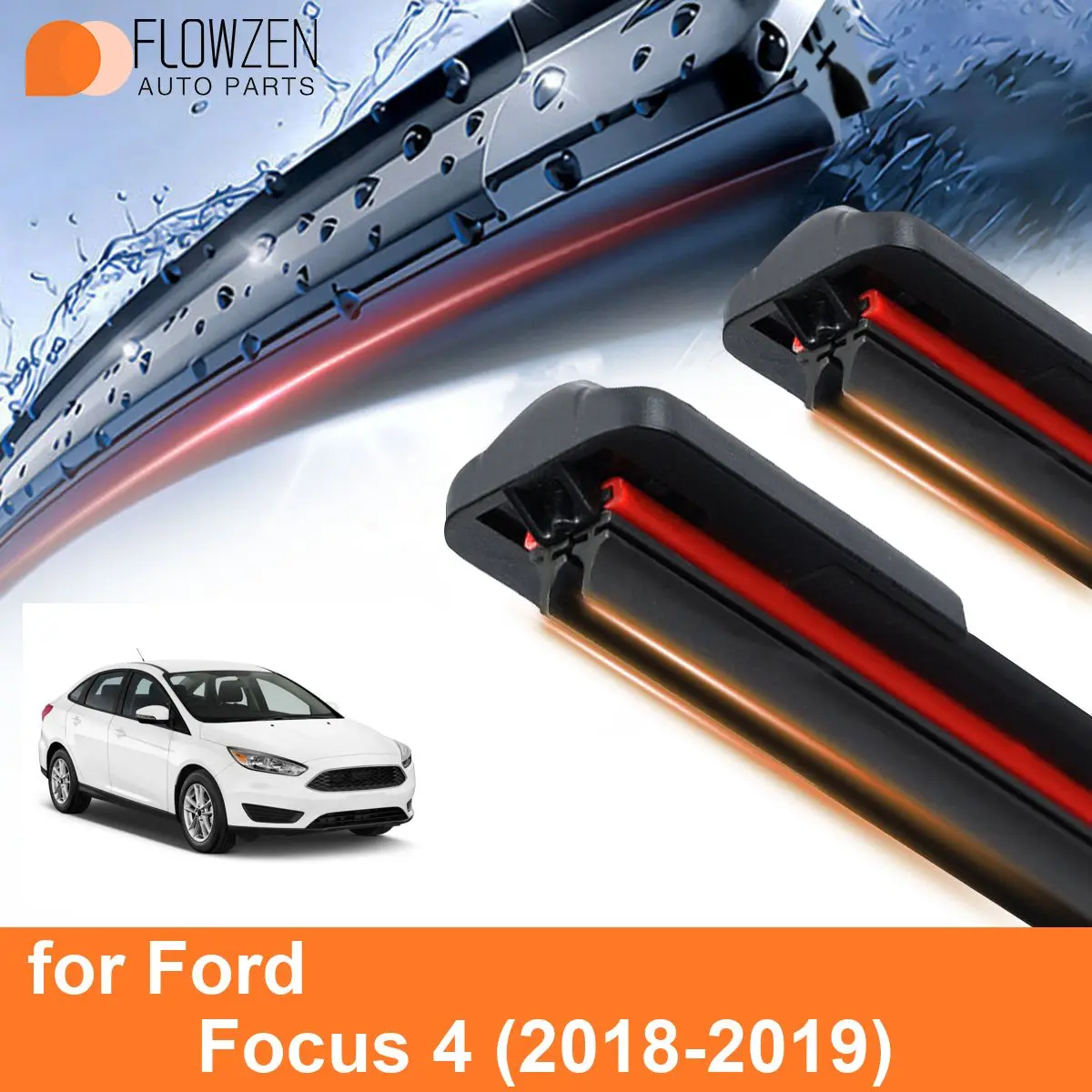 

Лезвия очистителей лобового стекла автомобиля для Ford Focus 4 двойные резиновые бескаркасные автомобильные дворники, универсальные мягкие Аксессуары 2018 2019