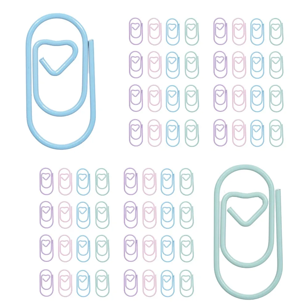 120Pcs Metal Heart Paper Clips Ligtweight Practical Decorative Paper Clips Document Clamps Small Size Mini Paper Clips