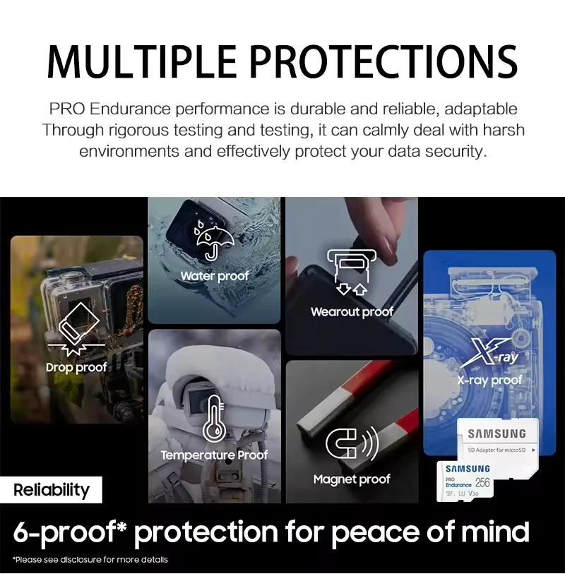 Oryginalna karta pamięci SAMSUNG PRO Endurance Micro SD 256G 128G 64GB 32GB U3 4K High Endurance TF do kamer samochodowych, kamer bezpieczeństwa i rejestratorów jazdy. — zdjęcie produktu 3
