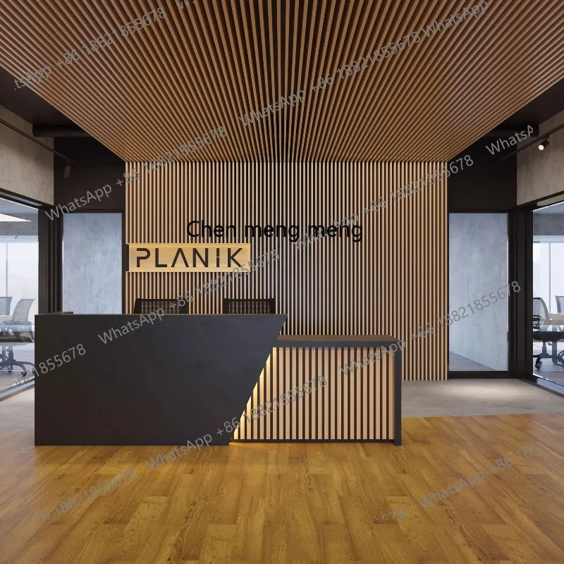 

Company front desk reception desk clothing store black checkout page hotel catering shop bar table