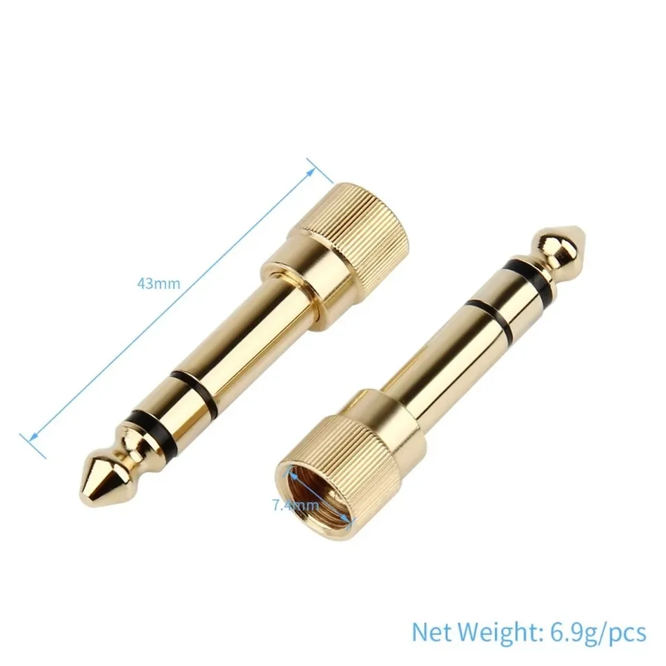 Connecteur haut-parleur, adaptateur audio, 6.35mm mâle vers 3.5mm femelle, Jack 3.5, Jack 3.5, Abrters pour haut-parleur, JEJack 6.35 Gold