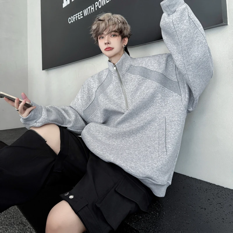 

American Sle Heavyweight Hoodie Men's Spring Autumn New f Zipper Casual Loose Clothing Breathable Polyester Cotton Blend