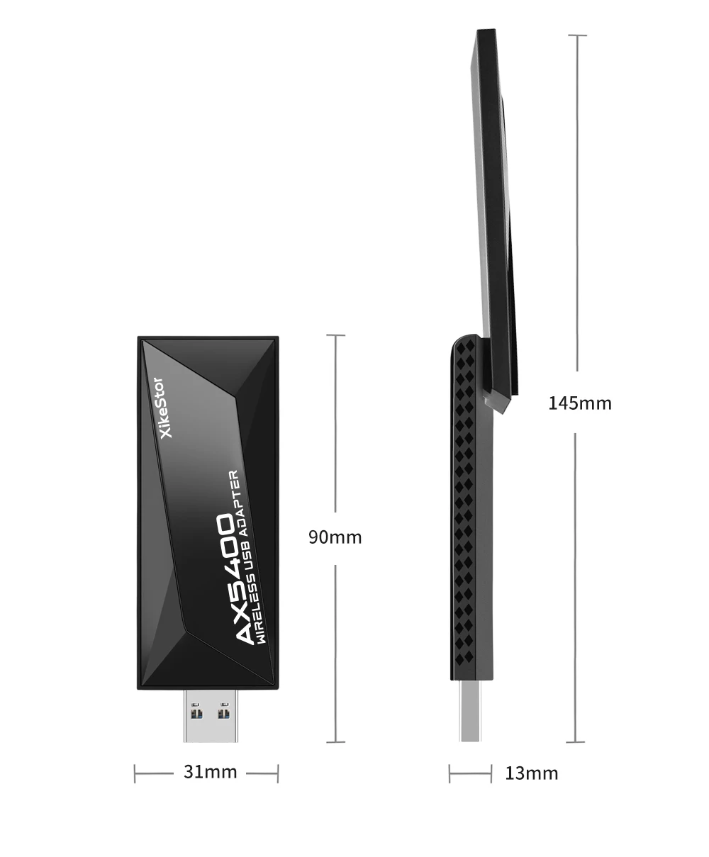 Picture 3: XikeStor USB WiFi 6E Adapter for Gaming, Tri-Band 6GHz Wireless Dongle, High Gain Antenna Low Latency, Plug & Play for Windows