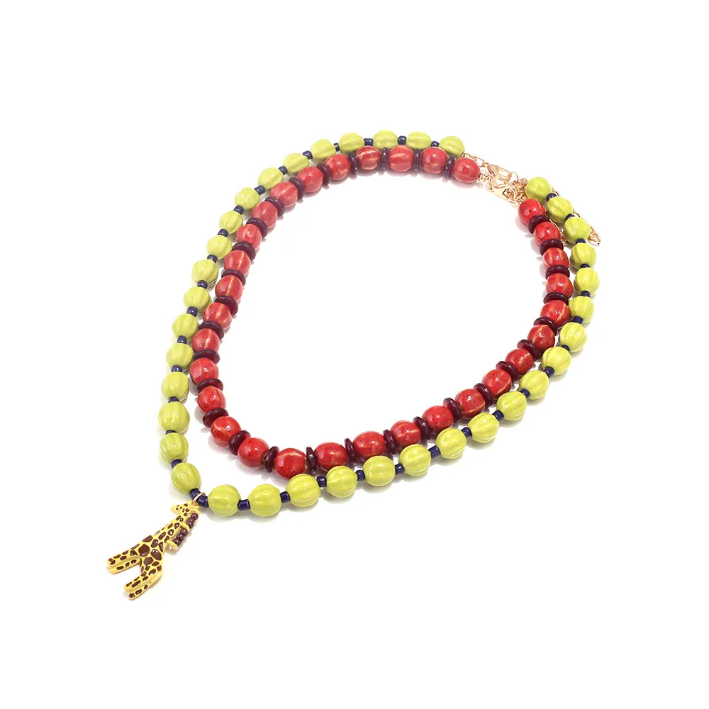 2026 Neue Handgefertigte Perlen-Choker mit Giraffen-Anhänger Halsketten für Damen Mode Urlaub Party Schmuck Geschenke – Detail 6