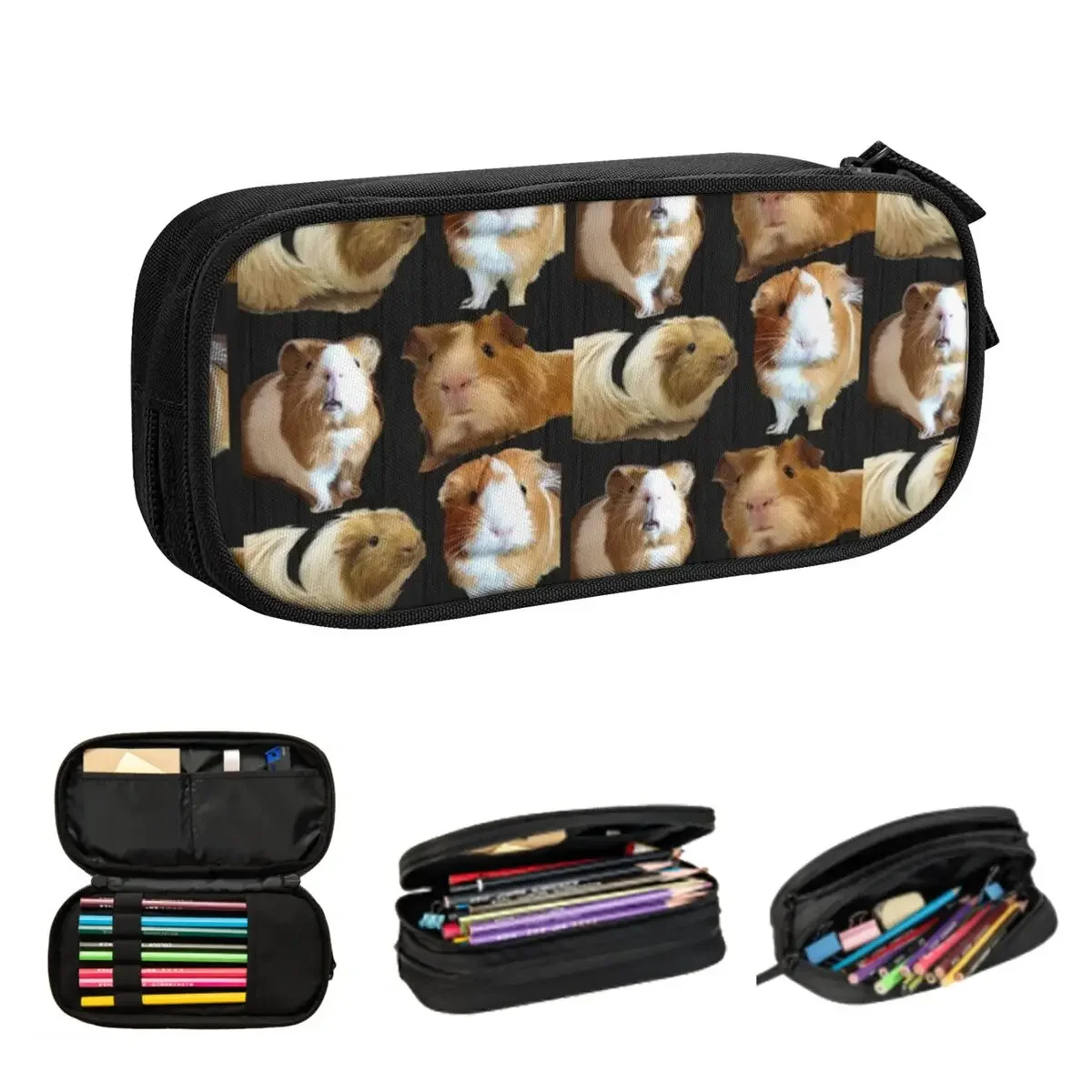 Four Guinea Pigs Pencil Cases Large Storage Pen Bags Pen Box Pencil Pouch For Boys Girls Students Stationery School Office