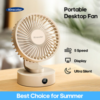 Portable Mini Desktop Fan Silent High Wind Power Cordless Rechargeable Fan 5 Speed Cooler Small Fan for Students Office Gifts