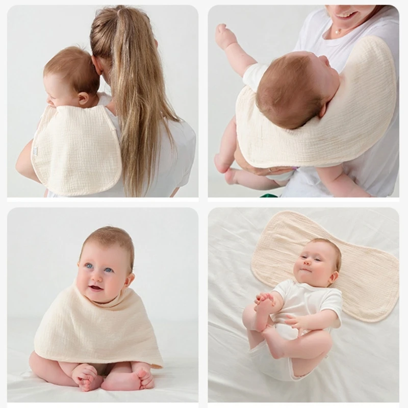 Baby Bibs 6-layers Cotton Burp Cloths Rectangle Designed Soft Drool Bibs Absorbent Saliva Towel Breathable Shoulder Pad