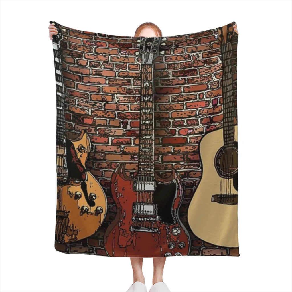 Three Guitars Medium Blanket Comforter Flannel Soft throw Blankets Warm Home and Decoration