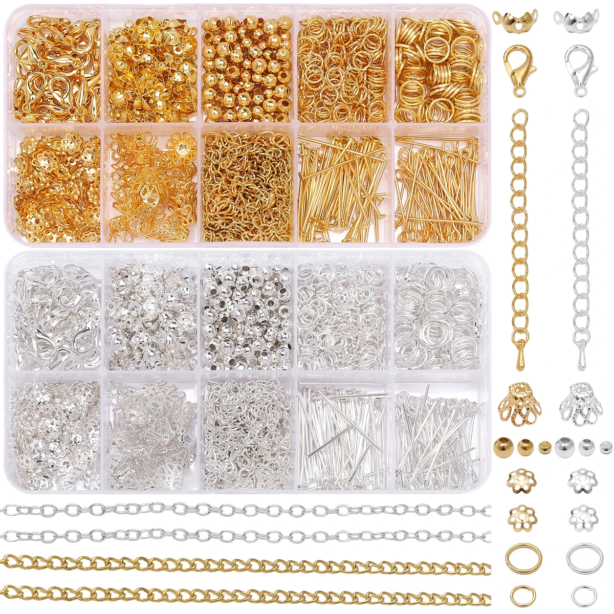 10 Grid Jewelry Accessories Set Charm DIY Jewelry Creation Materials Phone Chain Necklace Metal Accessories Metal Chain Jewelry