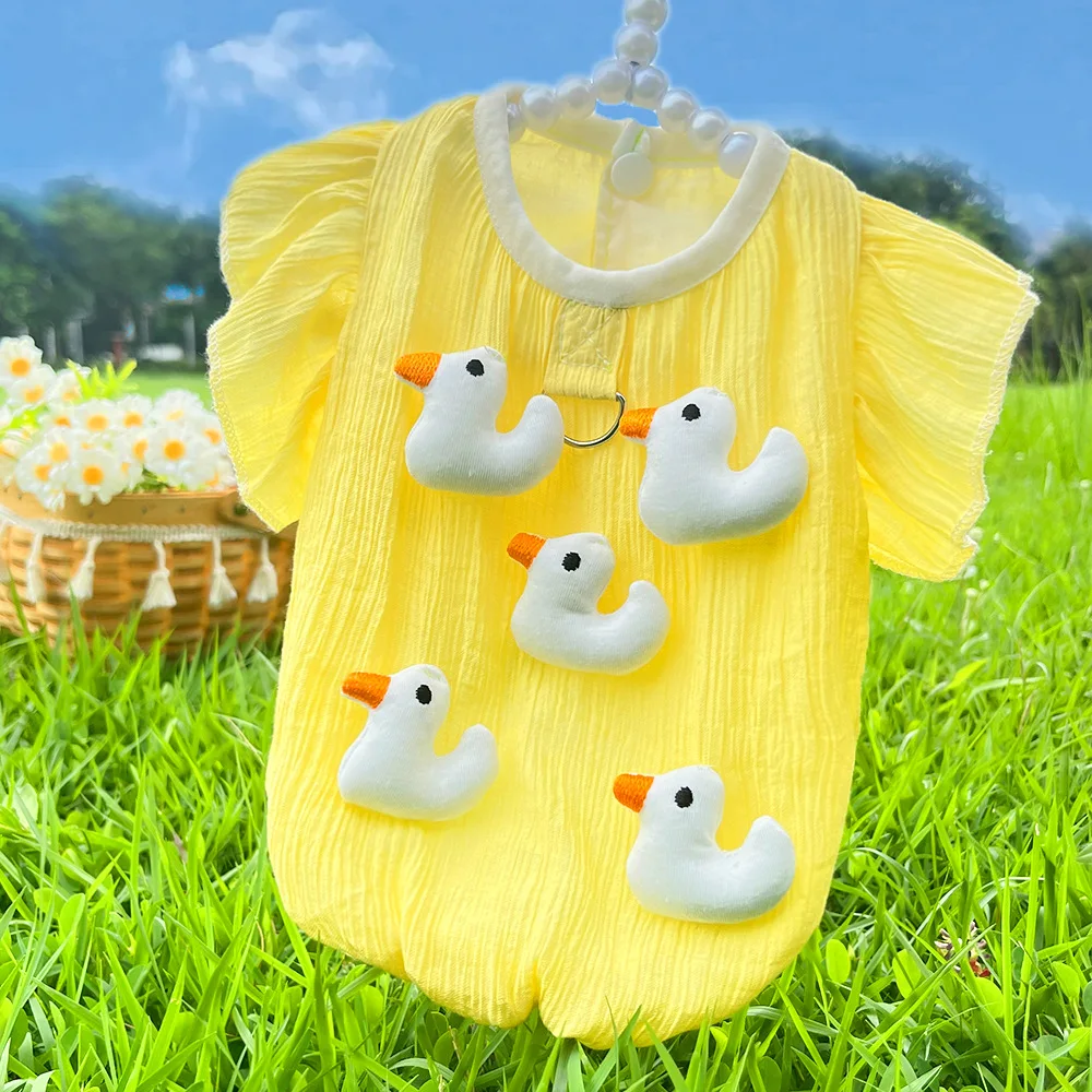 

Pet Flying Sleeve Duck Cute Top Can Traction Dog Cat Supplies Teddy Short Sleeve Top Dogs Summer Travel Sunscreen Dog Vest