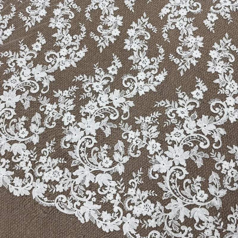 New White Lace Fabric Trim Sewing Embroidered Floral Lace for Wedding Dress Veil DIY Crafts