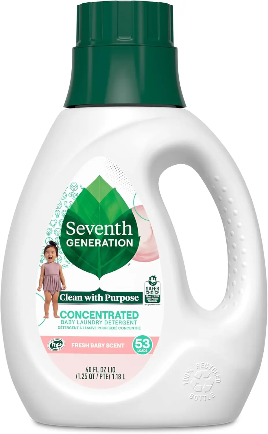 

Concentrated Baby Laundry Detergent, Stain Fighting Formula, Fresh Scent, 40 oz (53 Loads)