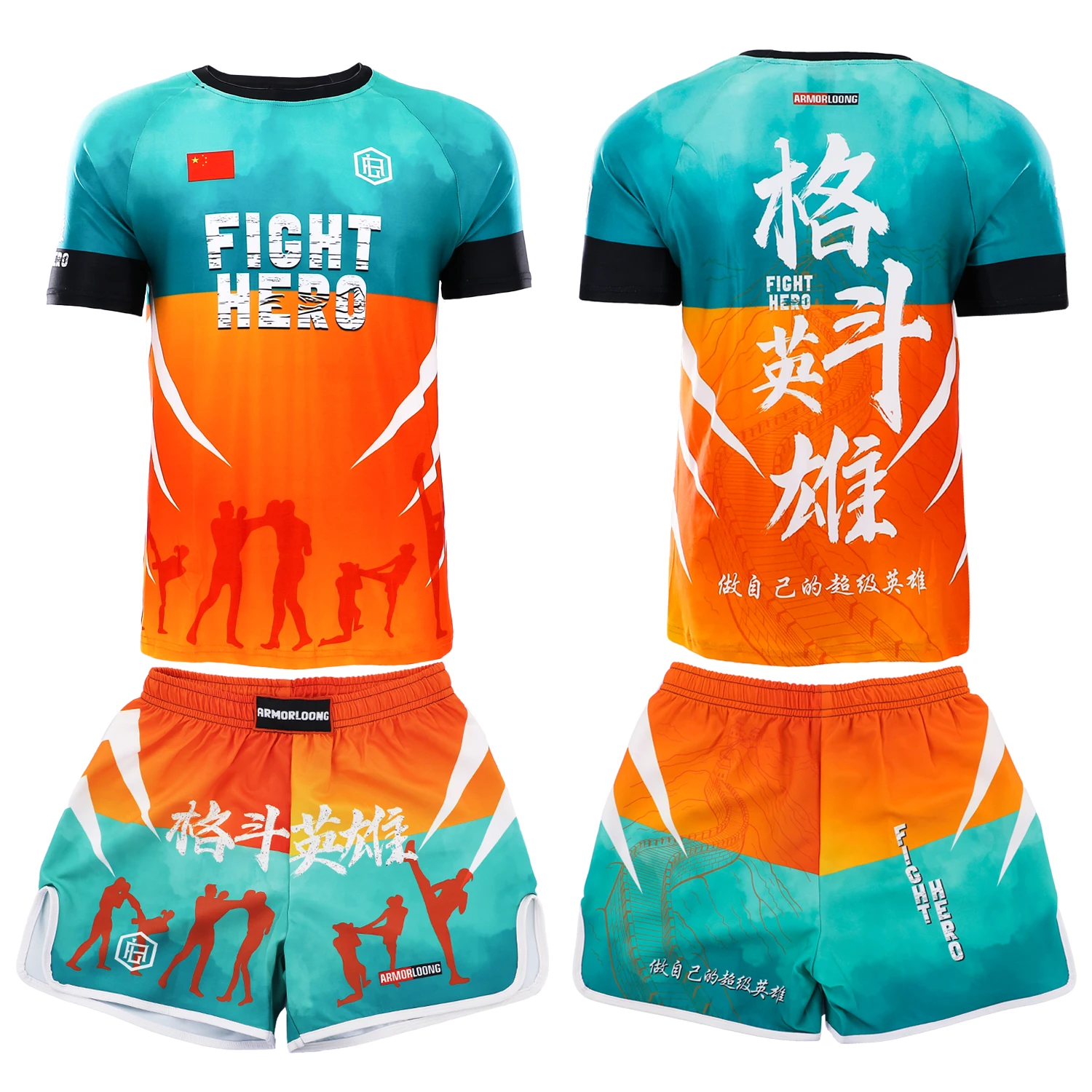 Camiseta Manga Curta para Ginásio, Boxe Artes Marciais, Judo, Boxe, MMA Competição, Conjunto Close Combat Series