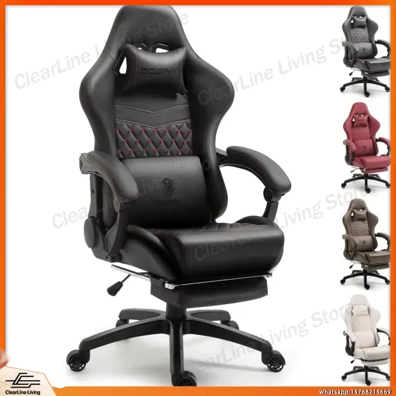 Ergonomic Big and Tall Gaming Chair with Footrest Massage Function Racing Style Reclining Office Chair for Home Office
