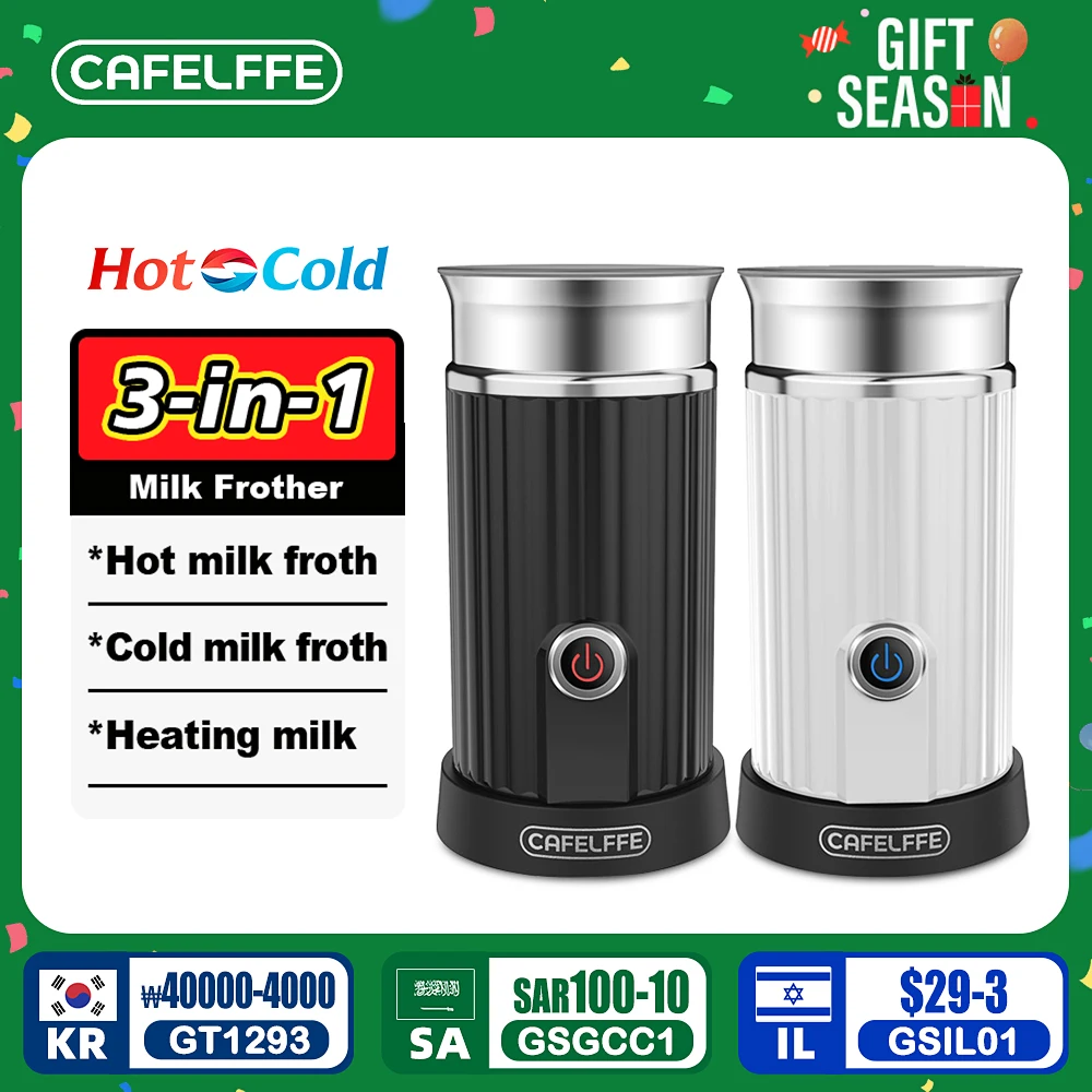 Cafelffe Electric Milk Frother Frothing Foamer Chocolate Mixer Cold/Hot Latte Cappuccino automatic Milk Foam Cool Touch Stirring