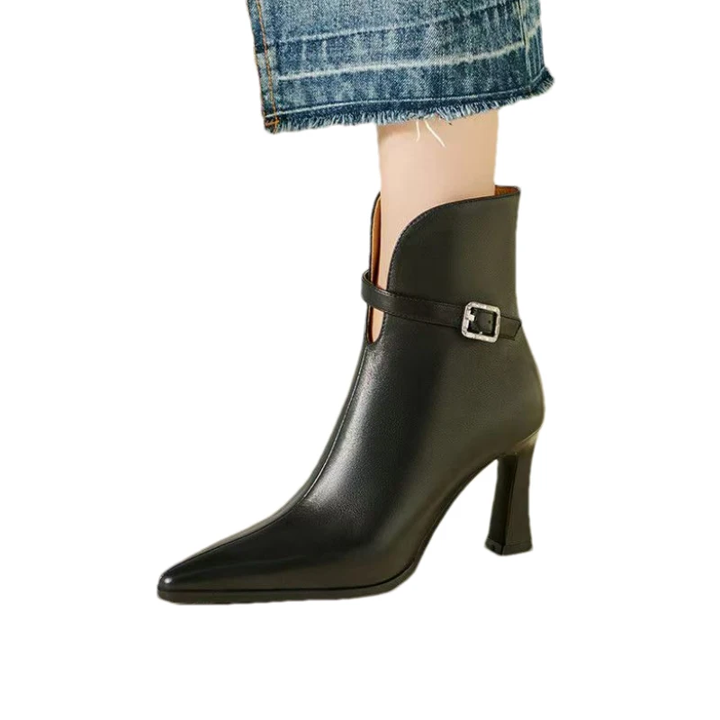 العلامة التجارية الفاخرة حذاء نسائي بكعب عالٍ الأحذية أشار تو أحذية من الجلد الشتاء أنيقة Drss مضخات مضخات 2025 مكتنزة تشيلسي الأحذية Mujer #6