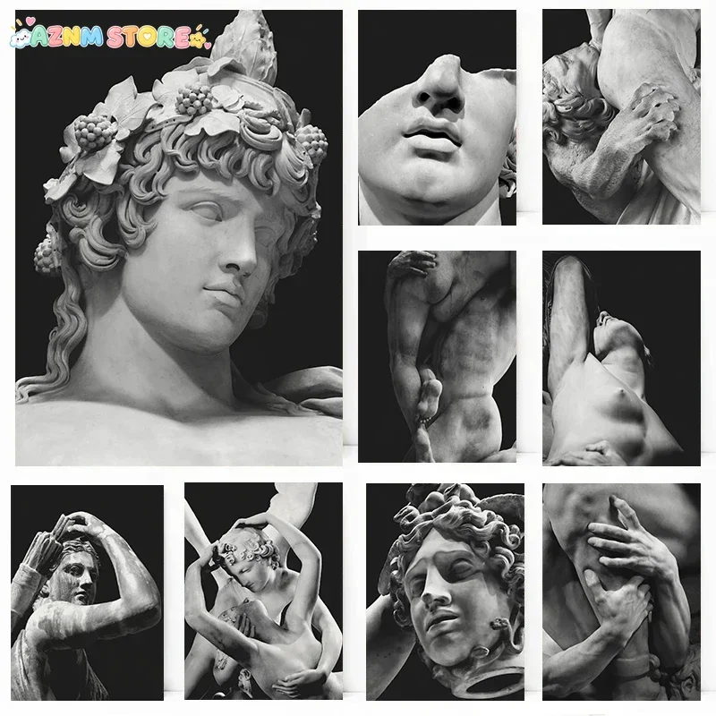 2027,Greek Mythology Body Sculpture Poster Ancient Greek History Prints Canvas Painting Wall Art Pictures Home Living Room De