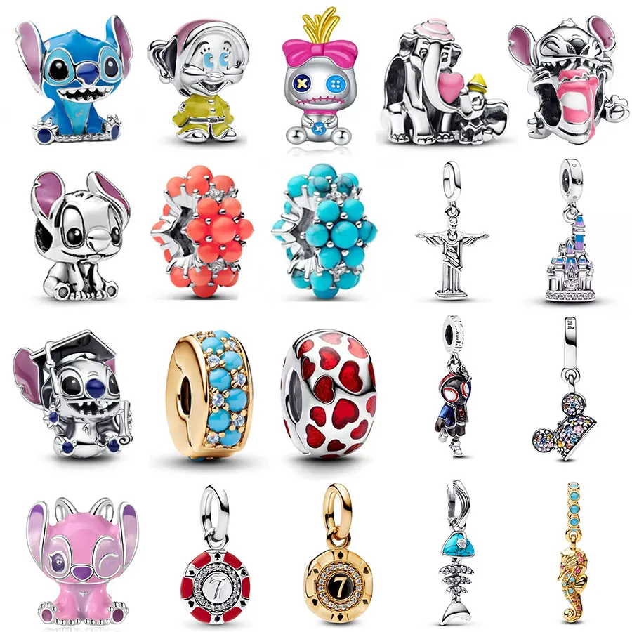 

Новые популярные бусины-подвески из стерлингового серебра S925 серии Disney All-Star, подходят для браслетов DIY, женских модных аксессуаров