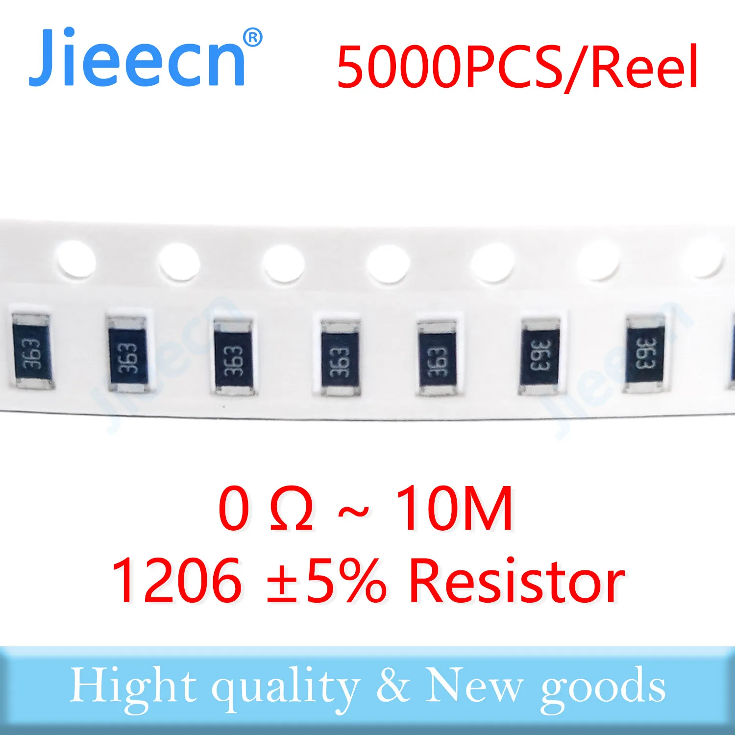 

Jieecn 5000pcs 1206 J 5% SMD Resistor 0R-10M 1/4W 0 1 10 100 150 220 330 ohm 1K 2.2K 4.7K 10K 100K 1R 10R 100R 150R 220R 3216