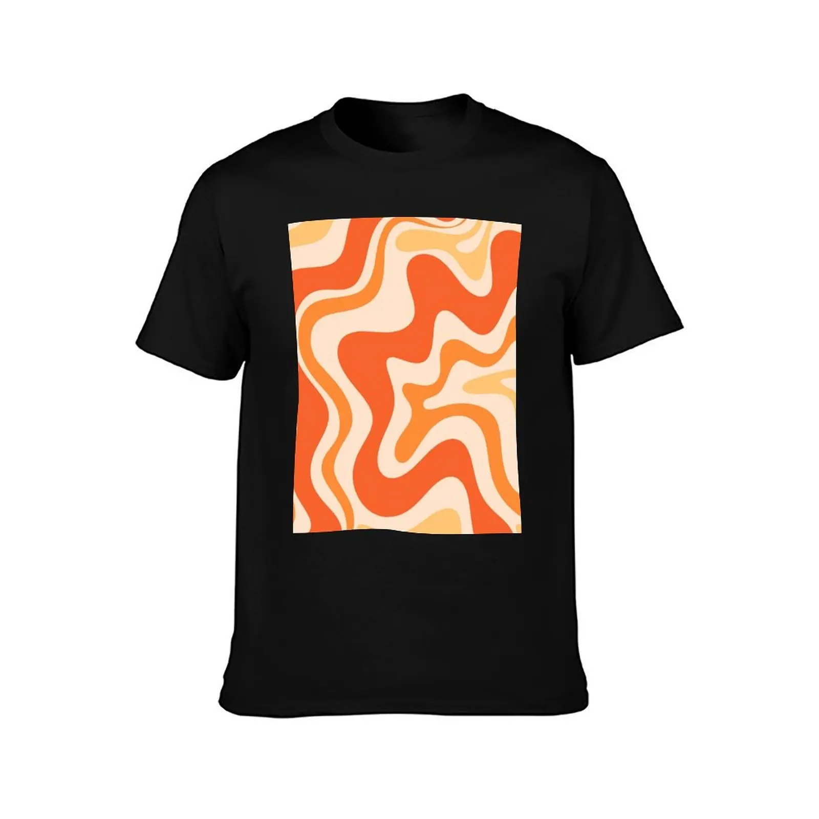 Tangerine Liquid Swirl Retro Modern Abstract Pattern T-Shirt cheap stuff customizeds compression shirt men