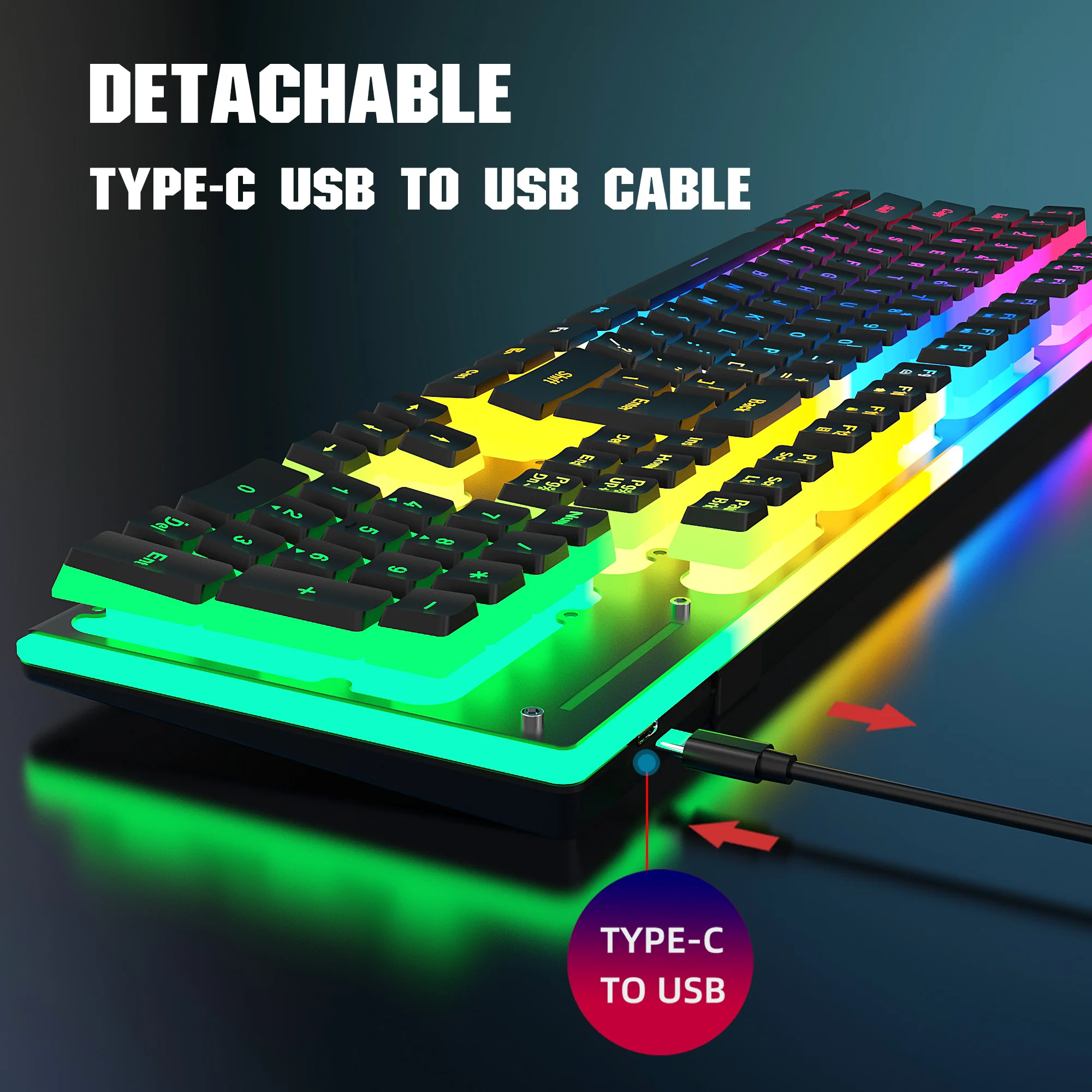 Imagem -06 - Recarregável sem Fio Pudim Teclado Mouse Combos Kit 2.4g Usb Rgb Backlight Teclado e Gaming Mice Conjunto para Home Office