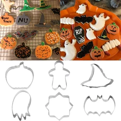 6/1pcs Halloween Cookie Cutters set cartoon Pumpkin Bat Ghost Shaped Biscuit Mold Halloween Party Cake Decorating Tools