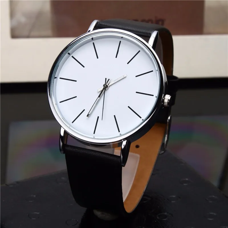 Luxury Brand Men\'s Watches Fashion Metal Round Dial Analog Quartz Wristwatch for Men Women Leather Band Casual Simple Male Clock