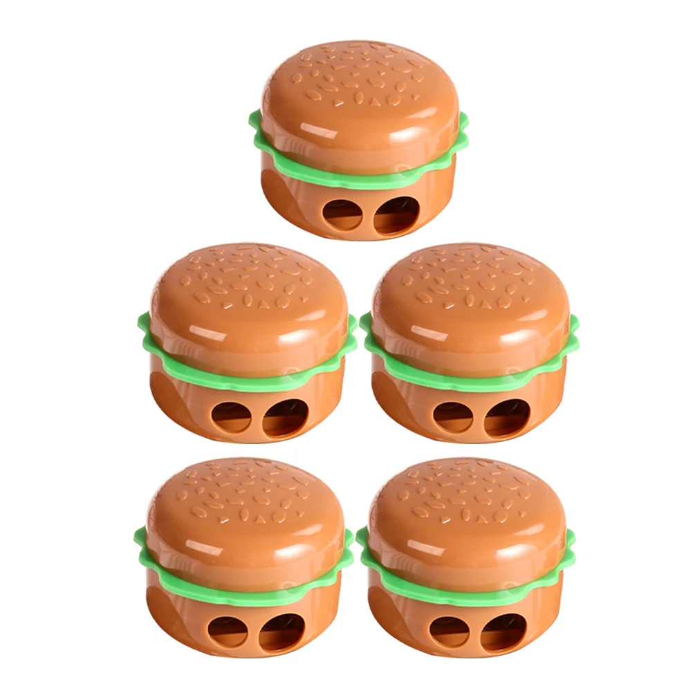 

5pcs Hamburger Sharpener Mini Brown Pencil Sharpener In Bulk Manual School Supplies Creative Design for Classroom Student Use
