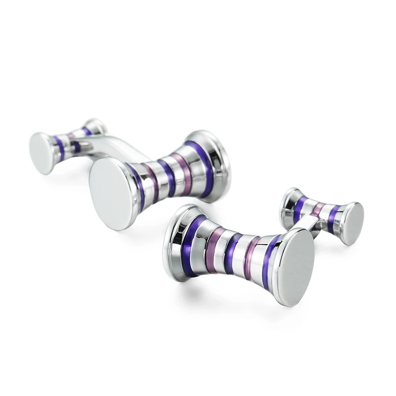 

Мужские французские запонки для рубашки в классическом стиле, фиолетовые запонки для гантелей, модные брендовые аксессуары для одежды