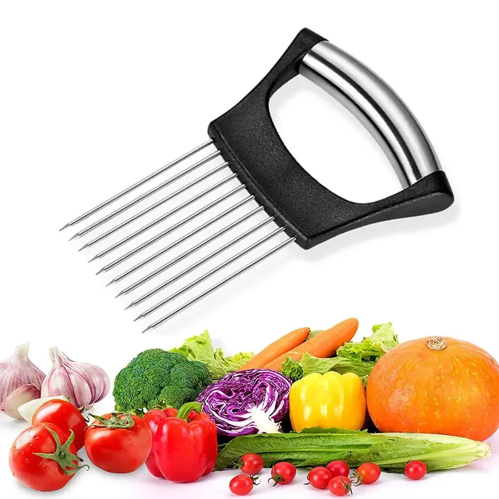 Stainless Steel Loose Meat Needle Onion With Cutting Holder Easy Slicer Cutter Tomato Safe Fork Handheld Vegetable Knife Kitchen