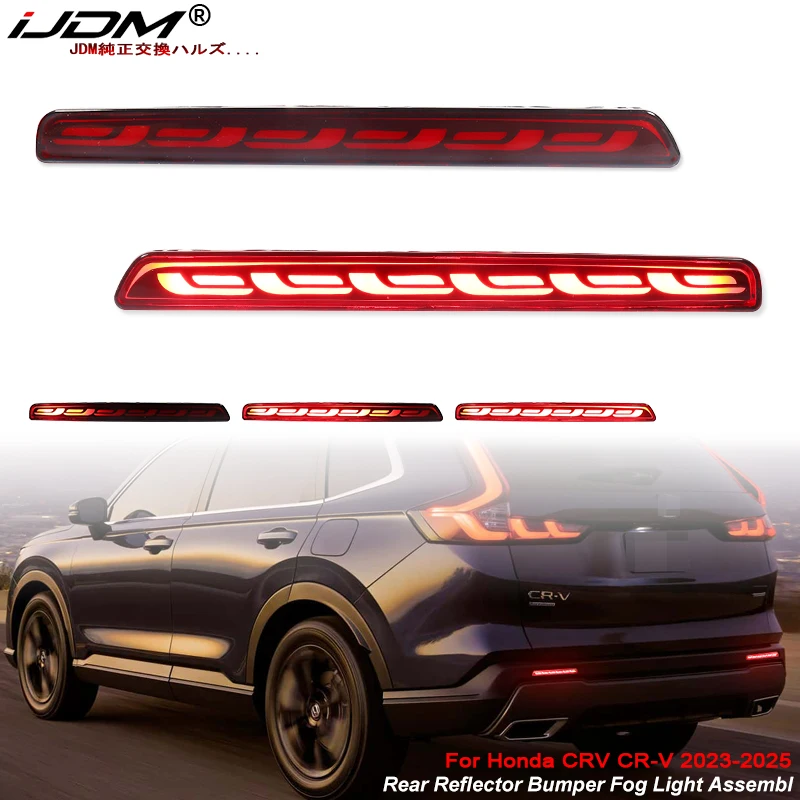 For Honda CRV 2023 2024 LED Rear Bumper Reflectors Lights Dynamic Turn Signal Lamp Running Warning Brake Car Accessories 12V