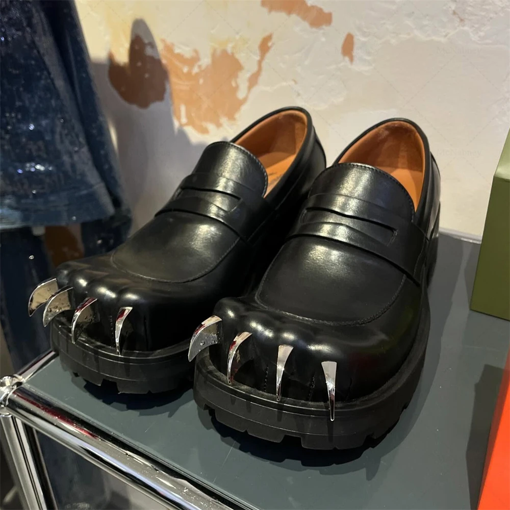 Cat Claws Buffed Leather Loafers Slip on Square Toe Low Heel Novelty Fashion Shoes for Men Daily Wear Comfortable Multi Color