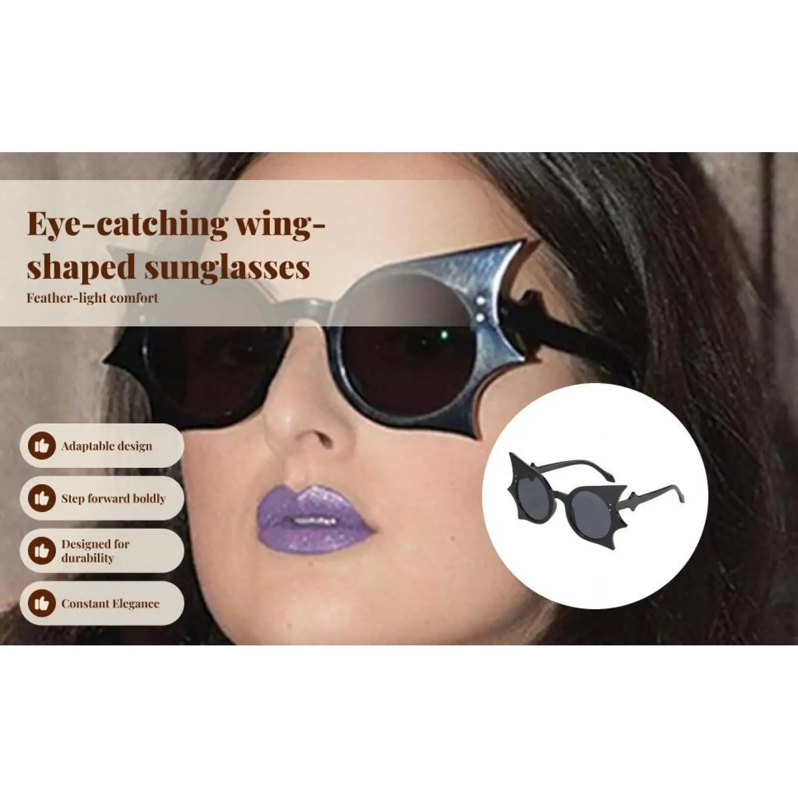 Bat Shape Sunglasses Personal Eyewear for Fishing Travel Stage Performance