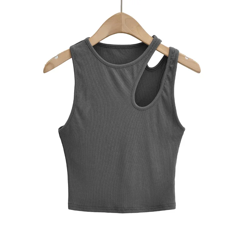 Sexy Rib-knit Tank Top for Women Summer Solid O-neck Sleeveless Crop Tops Street Vintage Korean Fashion Shirt Vest Y2K Clothes