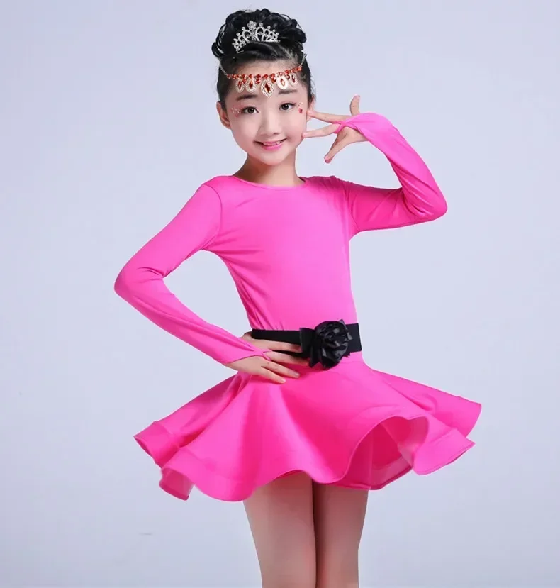 2024 girls Spandex latin dresses for dancing ballroom dance dress rumba samba children samba cha cha tango skirt standard salsa