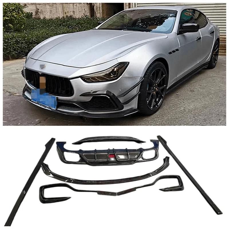 Für maserati ghibli echte Kohle faser Stoßstange Front lippe Wind messer Heck diffusor Spoiler Seitens ch wellens chutz