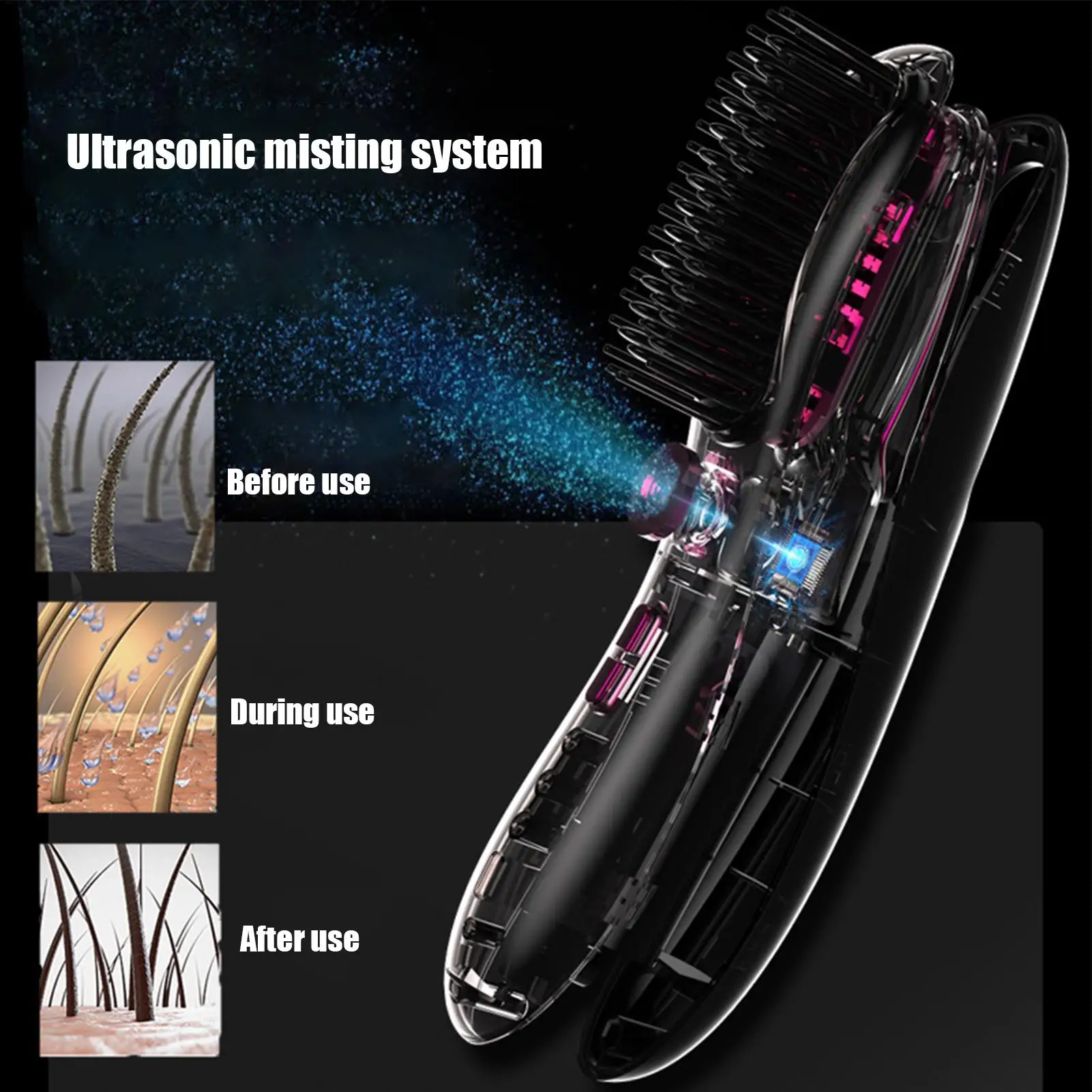 

Hair Brush Straightener 3 Temp Settings Rechargeable Styling Tools Negative Ionic Hair Straightener Brush For Home Outdoor