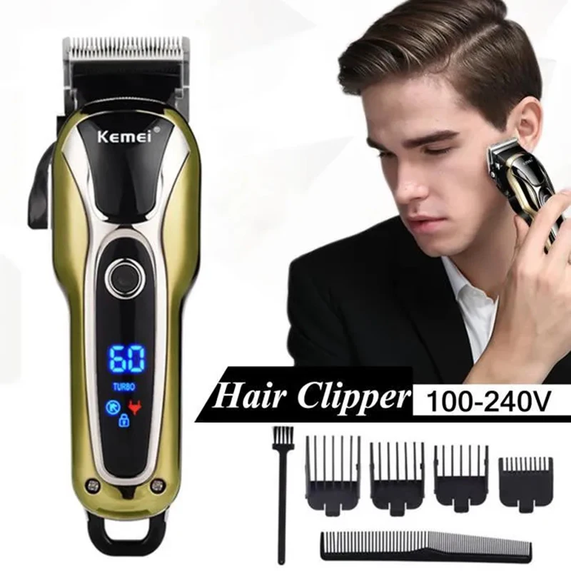 

Kemei KM-1990 Hair cutting machine Barber Hair clipper professional with 4 Combs Oil head Clippers Trimmer for men neuk machine