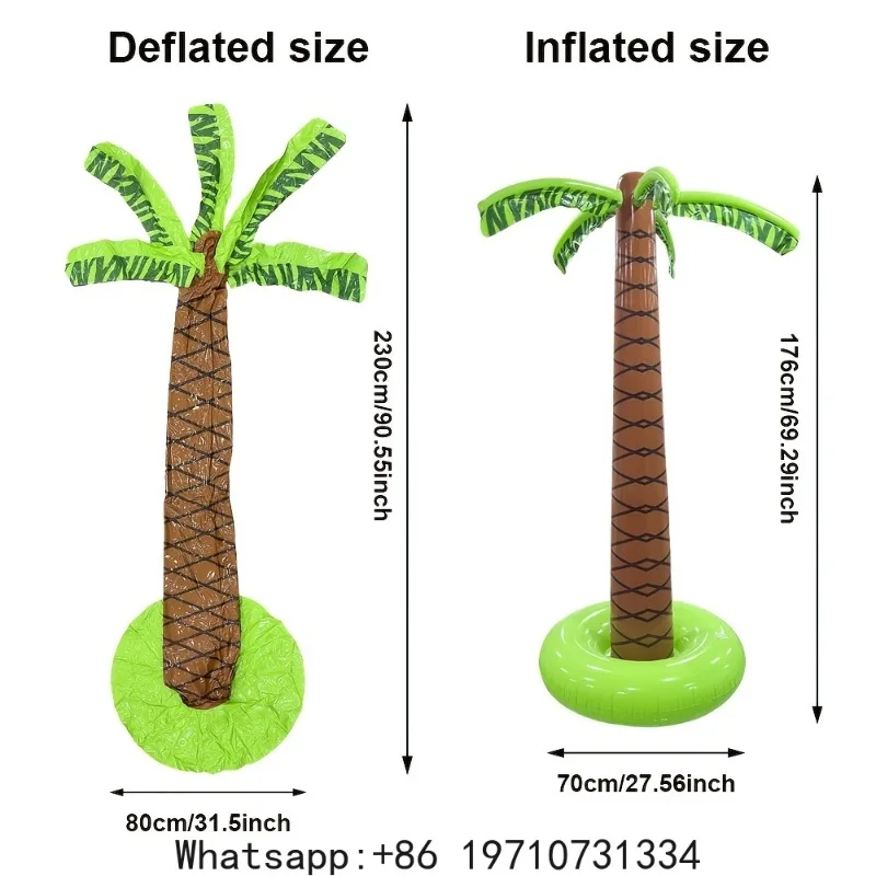 1pc 176cm/69.29inch Giant Inflatable Palm Tree Outdoor Tropical PVC Tree Decor for Summer Beach Swimming Pool Party Accessories
