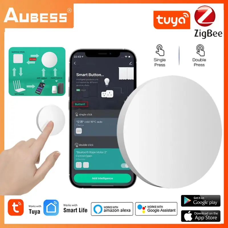 

Tuya ZigBee Smart Scene Switch Wireless Button Controller Switches Multi-scene Linkage Smart Home Automation Zigbee Gateway Need