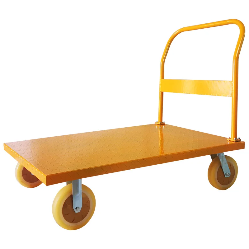 

Thickened steel plate flatbed truck, push goods, folding, silent, four-wheel truck