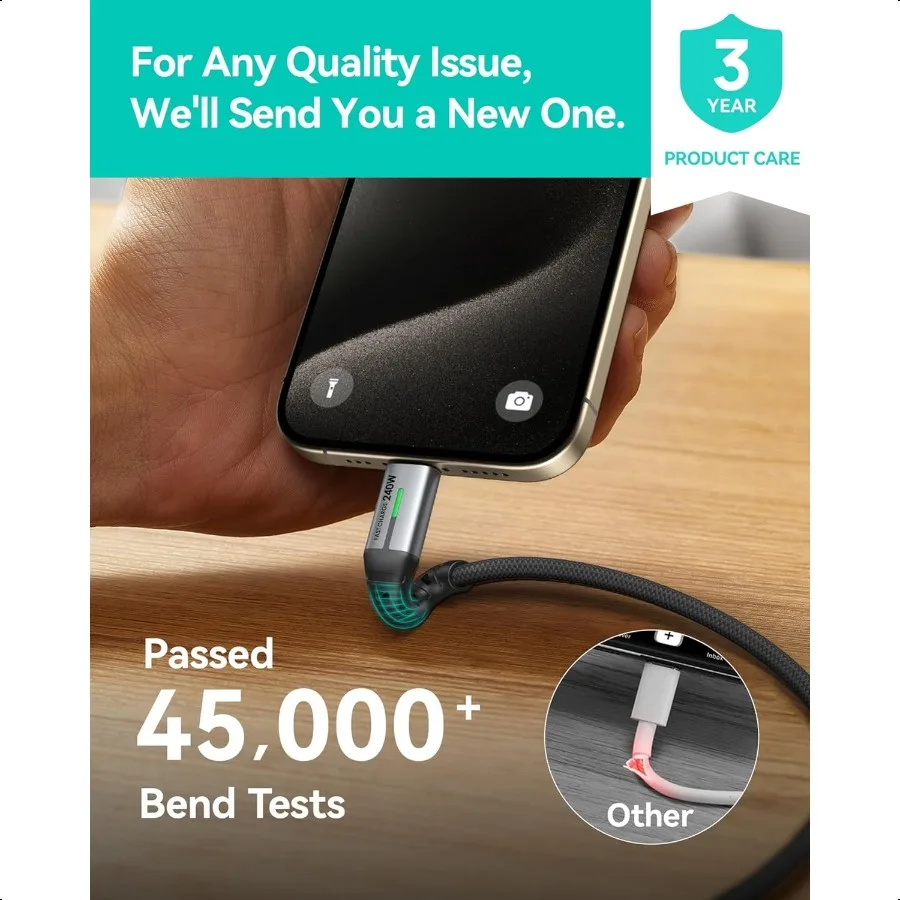 Kabel USB C Pendek INIU 1 kaki [240W 2Pcs] Pengisian Cepat USB C ke C Kabel Charger Kepang Tipe C untuk iPhone 16 15 Samsung Galaxy