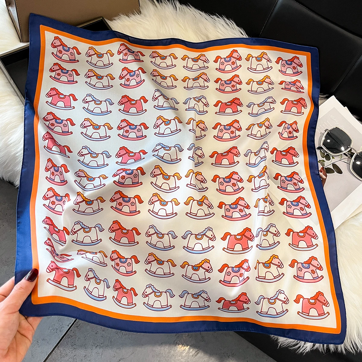 

Шелковый платок-имитация для женщин, хлопковый, с принтом, квадратный, повязка на голову, бандана, шейный платок, повязка на шею, лето 2026