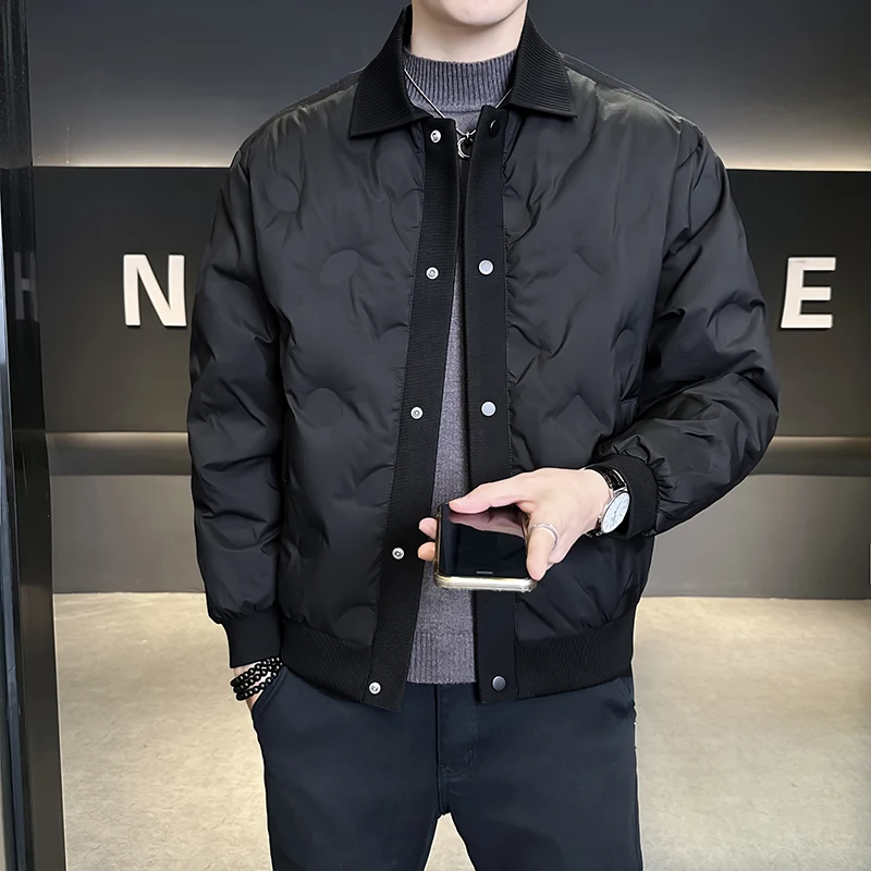 

Men's Lightweight Patchwork Collar down Jaet White Du Feather Warm Outerwear Cold Resistance Thin Busin Coat