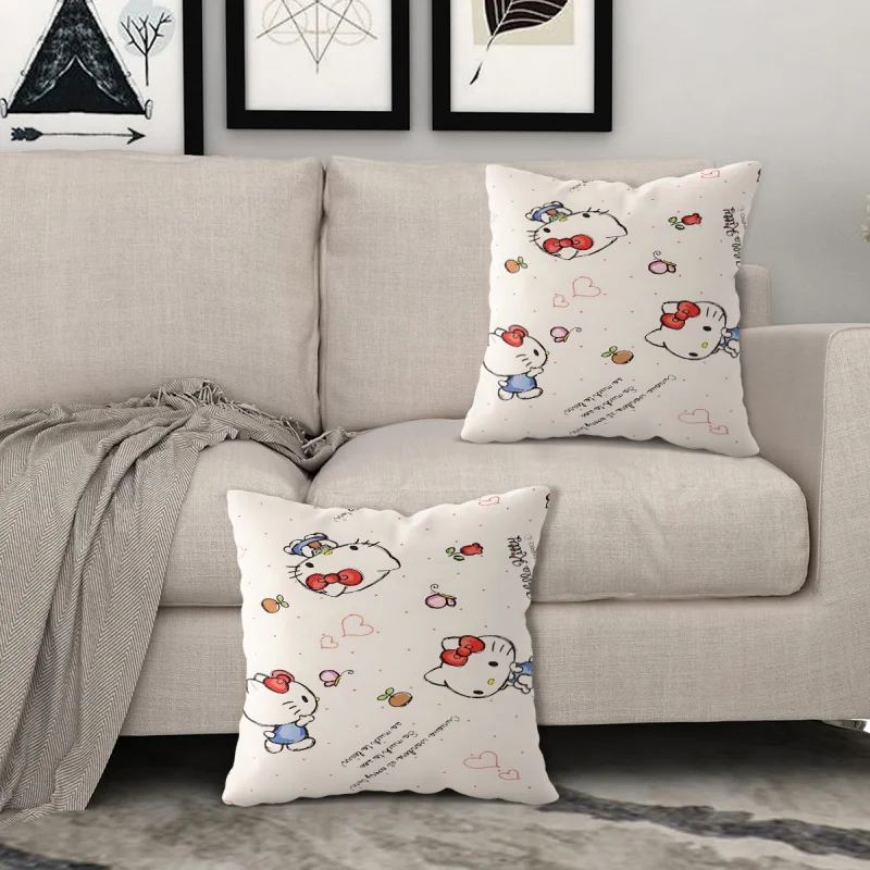

Декоративная подушка Kawaii Hello Kitty, мягкая декоративная подушка для дивана, кровати, детской комнаты, милая мультяшная наволочка, декор для дома
