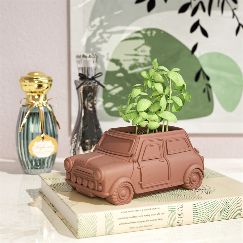 Nicole Retro-Styled Car-Shaped Plant Pot Silicone Mold for Concrete Pot DIY Multi-functional Garden Planter Making Home Decor