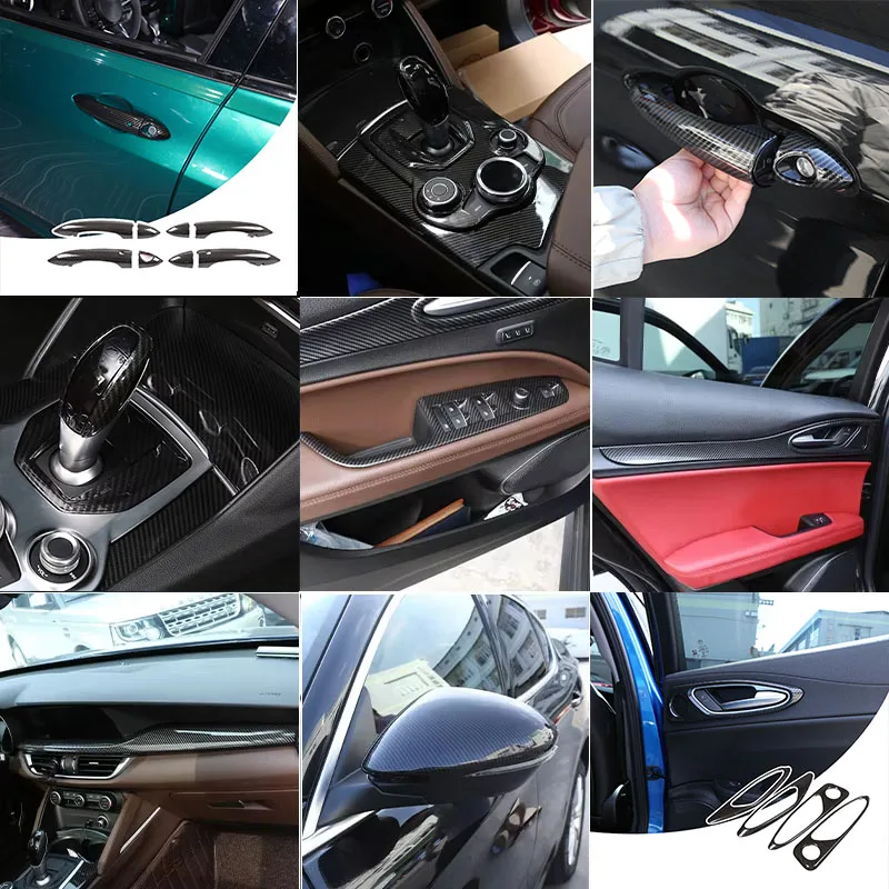 

For Alfa Romeo Stelvio 2017-2020 ABS Carbon Fiber car dashboard center console gear panel decorative cover sticker interior kit