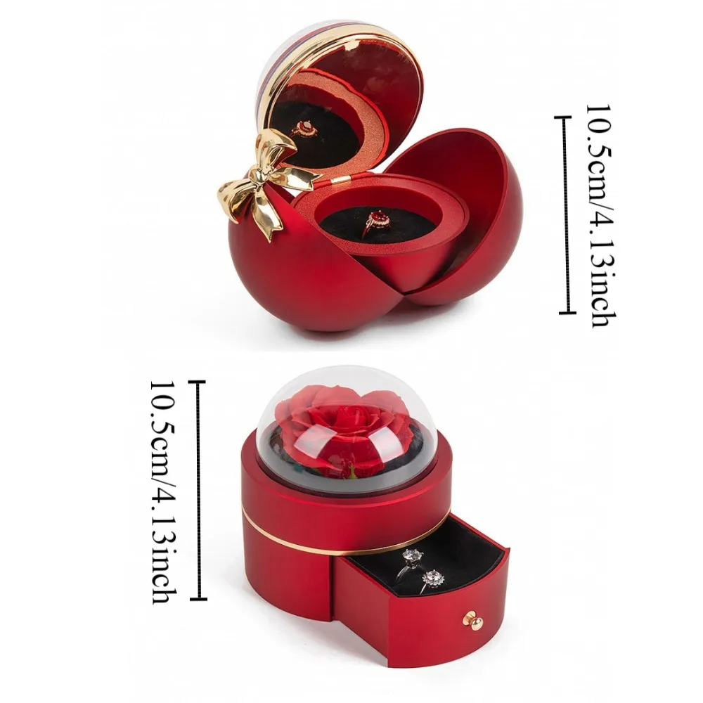 Eternal Rose Magnetic Bow Jewelry Box Engagement Ring Jewelry Storage Box Wedding Ring Case Organizer Ring Display