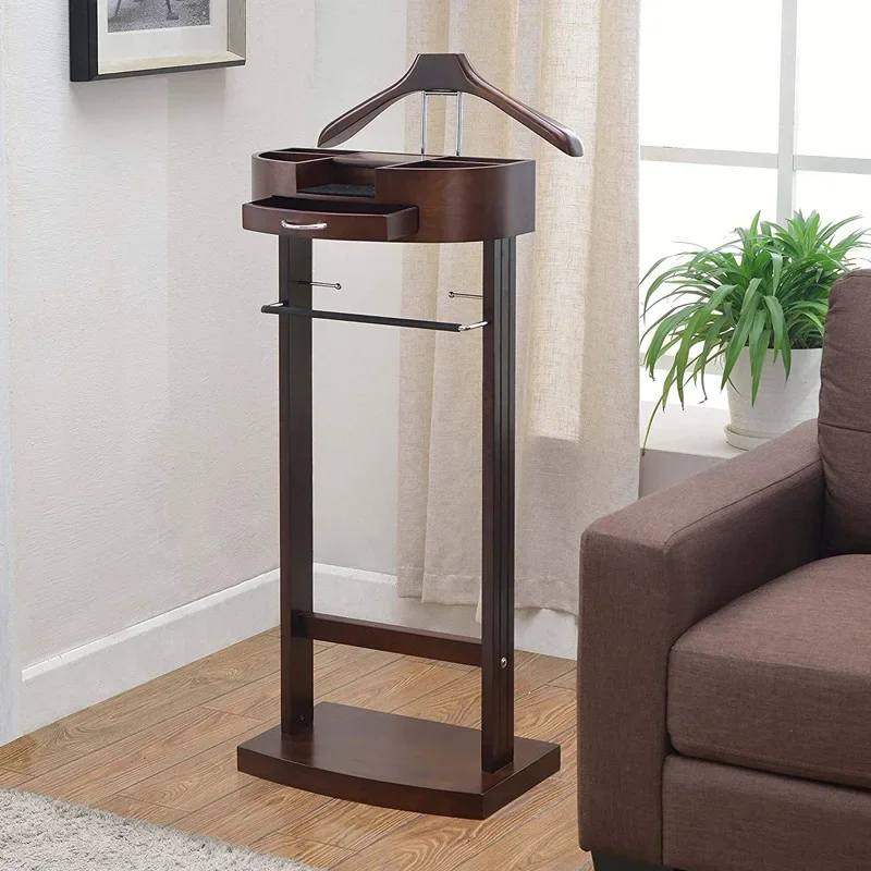American solid wood coat rack Office floor hanger Multifunctional hotel suit rack Home bedroom clothes rack